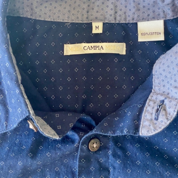 Campia Moda Men’s Navy Dot Long Sleeve Button‑Up Shirt - M - Picture 4 of 6